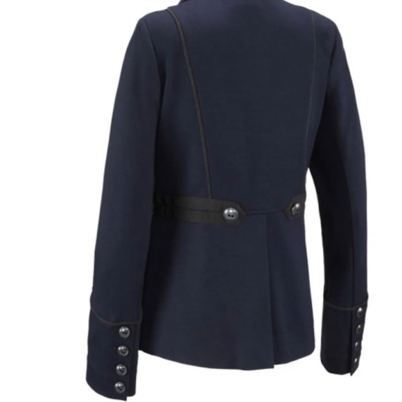 Cabi Sz M Navy Blue Ponte Knit Military Jacket Peplum Nautical Womens - Picture 12 of 15